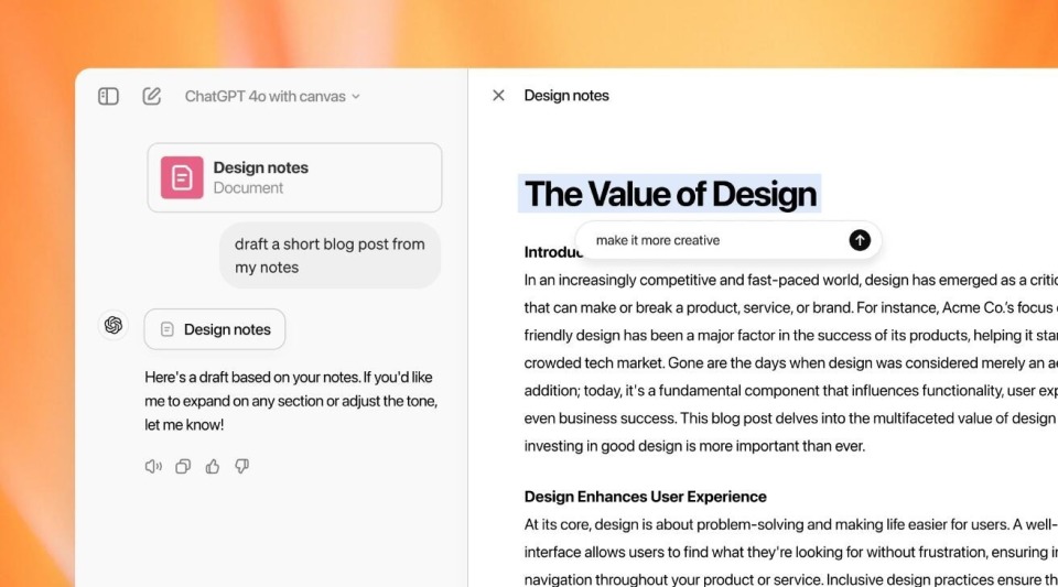 ChatGPT Canvas：全新协作方式，提升写作与编程体验